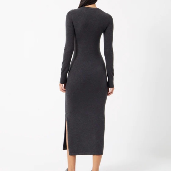 French Connection Babysoft Knitted Mock Neck Sweater Dress in Charcoal Sz Large - Picture 2 of 10